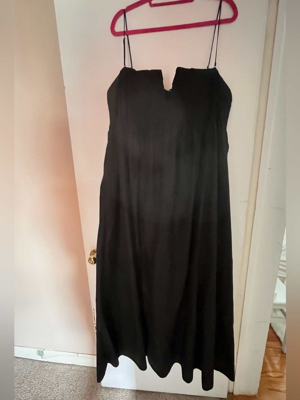 J. Crew Black Strapless Maxi Dress with Scalloped Hem